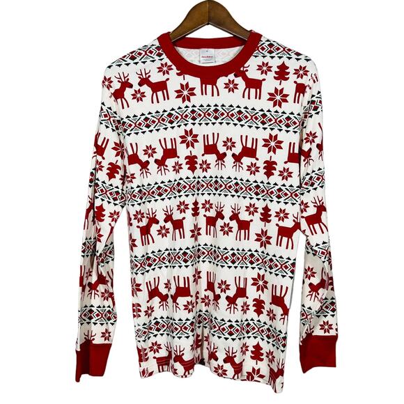Hanna Andersson Crewneck Christmas Pajama Top Long Sleeve Reindeer - M - Picture 1 of 4